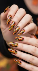 Abstract Swirl Fall Nails