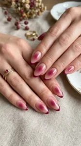 Berry Aura French Tip Nails