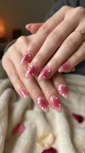 Berry Aura Nails with Tiny Hearts