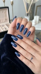 Blue Crocodile Print Nails