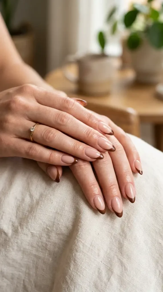 Brown French Tip Nails