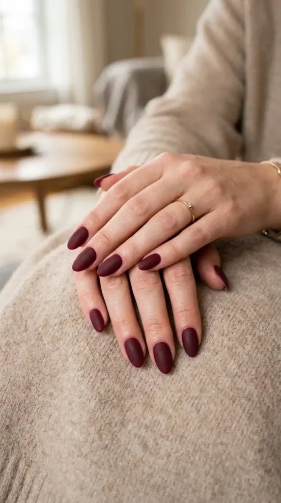  Burgundy Matte Nails
