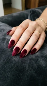  Velvet Burgundy Almond Nails