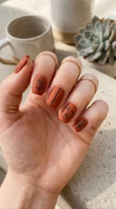 Burnt Orange with Black Line Art