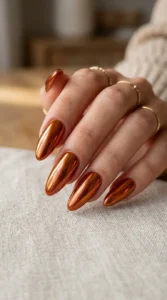 Burnt Orange Chrome Nails