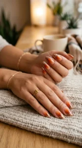 Burnt Orange Gradient with Glitter Tips