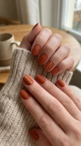 Burnt Orange Matte Minimal Nails