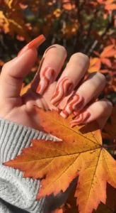 Burnt Orange Swirl Fall Nails
