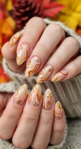 Caramel Swirl Fall Nails