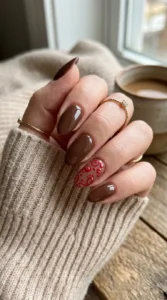 Cherry Mocha Accent Nail