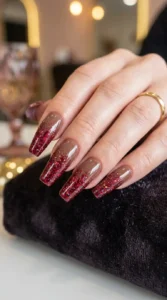 Cherry Mocha Glitter Gradient