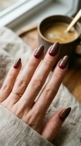 Cherry Mocha Half-Moon Nails