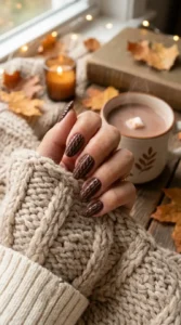 Chocolate Brown Sweater Nails