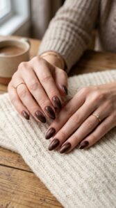 Chocolate Brown Velvet Nails