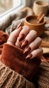 Cinnamon Velvet Almond Nails