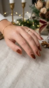  Cinnamon Velvet Nails with Glitter Cuticle