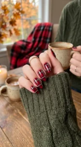 Classic Red and Black Plaid Nails