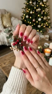 Cranberry Glow Aura Nails