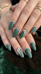 Crocodile Nails with Rhinestones