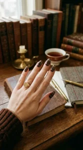 Dark Academia Plaid Nails