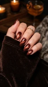 Dark Cinnamon Velvet Nails