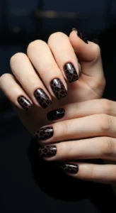 Dark Leopard Print Nails