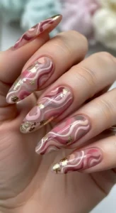Dusty Rose Abstract Nails