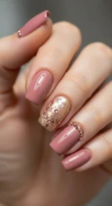 Dusty Rose Accent Nail