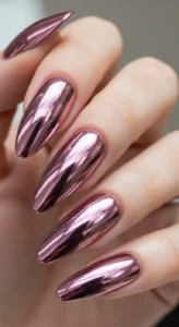 Dusty Rose Chrome Nails