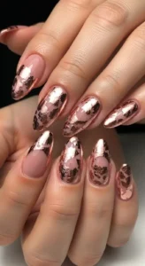 Dusty Rose Foil Nails