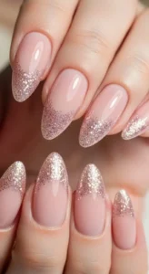 Dusty Rose Glitter Tips