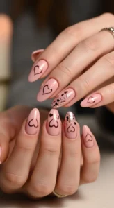 Dusty Rose Heart Nails