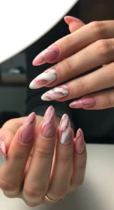 Dusty Rose Marble Nails