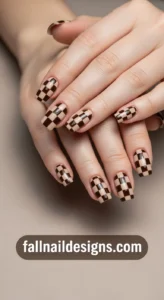 Espresso Checkerboard Nails