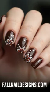 Espresso Floral Nails