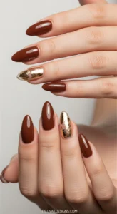 Espresso & Gold Foil Nails
