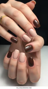 Espresso + Nude Combo Nails