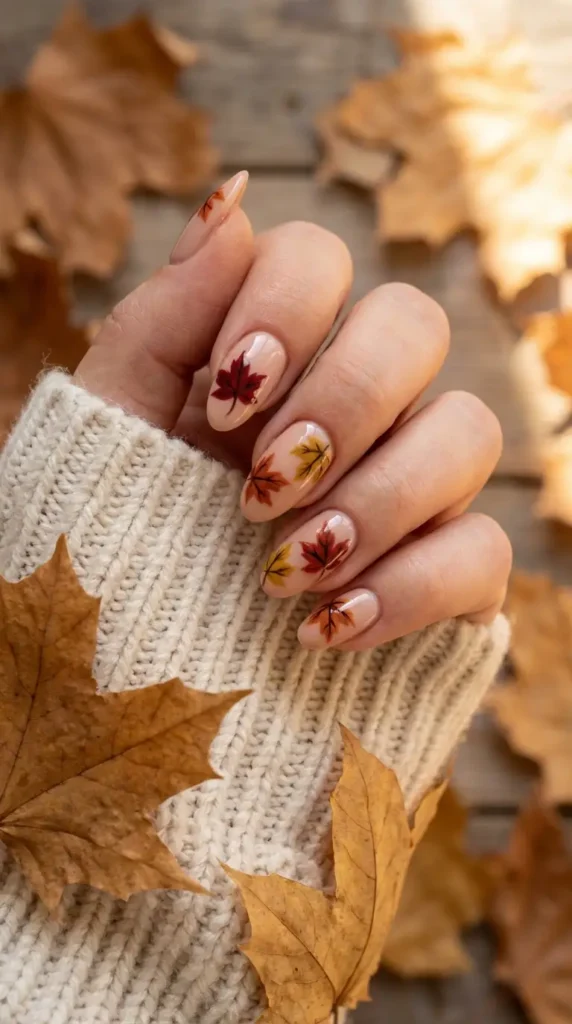 Maple leaf nails designs