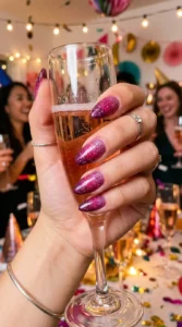 Glitter Berry Aura Nails