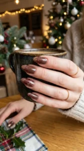 Glitter Cherry Mocha Nails
