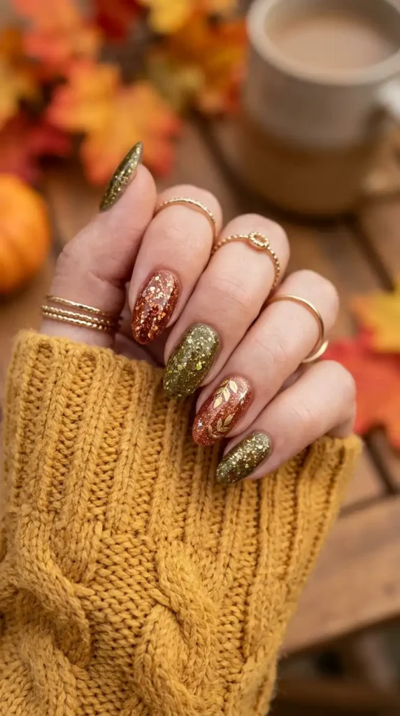 Glitter Fall Nails