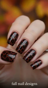 Glossy Brown Leopard Nails