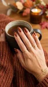 Glossy Caramel Tortoiseshell Nails