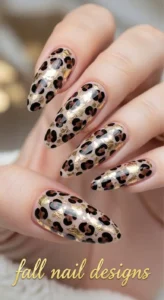 Gold Leopard Accent Nails