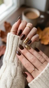 Gold Chrome Accent Nails