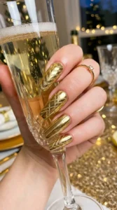 Gold Chrome with Glitter Stripes