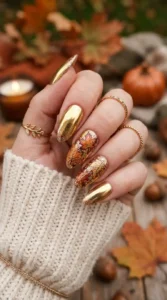 Gold Chrome with Leaf and Glitter Combo