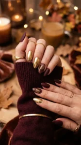 Gold Chrome with Matte Burgundy