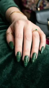 Classic Green Crocodile Print Nails