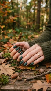 Green Forest Plaid Nails
